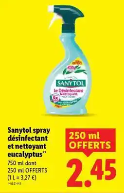 Lidl Sanytol spray désinfectant et nettoyant eucalyptus offre