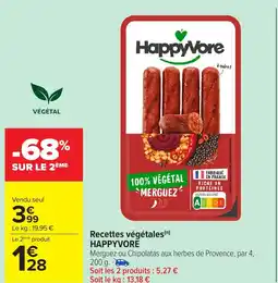 Carrefour Market HAPPYVORE Recettes végétales offre