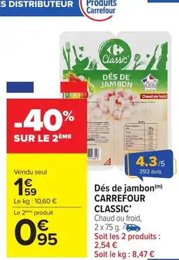 Carrefour Market CARREFOUR CLASSIC Dés de jambon offre