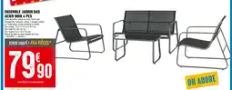 Brico Cash Ensemble jardin bas acier noir 4 pcs offre