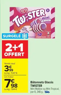 Carrefour Market TWISTER Bâtonnets Glacés offre