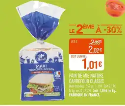 Match Carrefour Classic Pain de mie nature offre
