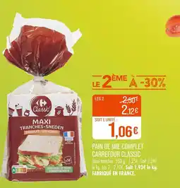Match Carrefour Classic Pain de mie complet offre