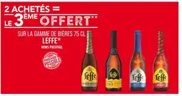 Match Leffe 2 achetés = le 3ème offert sur la gamme de bières 75 cl Leffe offre