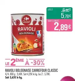 Match Carrefour Classic Ravioli Bolognaise offre