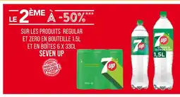 Match Seven Up Le 2ème à -50% sur les produits Regular et Zero en bouteille 1.5l et en boîtes 6 x 33cl offre