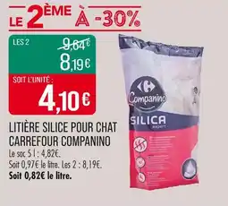 Match Carrefour Companino Litière silice pour chat offre