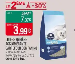 Match CARREFOUR COMPANINO Litière hygiène agglomérante offre