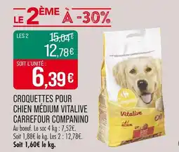 Match CARREFOUR COMPANINO Croquettes pour chien médium Vitalive offre
