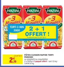 Intermarché Panzani Pâtes cuisson rapide torti offre