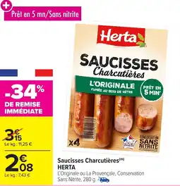 Carrefour Market HERTA Saucisses Charcutières (m) offre