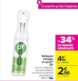 Carrefour Market CIF Nettoyant ménager 4 en spray offre