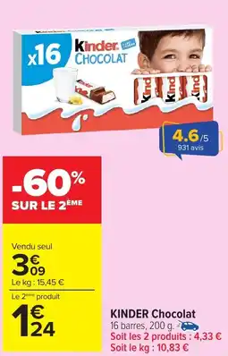 Carrefour Market KINDER Chocolat offre