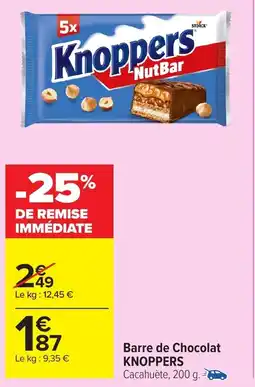 Carrefour Market KNOPPERS Barre de Chocolat offre