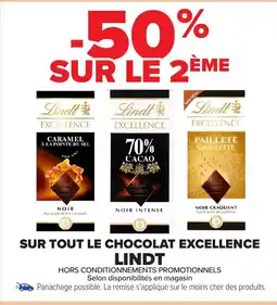 Carrefour Market LINDT Sur tout le chocolat excellence offre