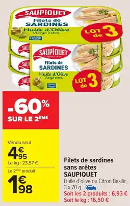 Carrefour Market SAUPIQUET Filets de sardines sans arêtes offre