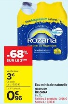 Carrefour Market ROZANA Eau minérale naturelle gazeuse offre