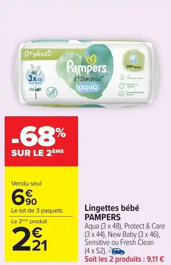 Carrefour Market PAMPERS Lingettes bébé offre