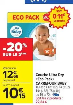 Carrefour Market CARREFOUR BABY Couche Ultra Dry <<Eco Pack≫ offre