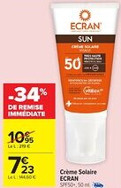 Carrefour Market ECRAN Crème Solaire SPF50+ offre