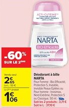 Carrefour Market NARTA Déodorant à bille offre