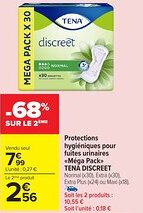 Carrefour Market TENA DISCREET Protections hygiéniques pour fuites urinaires Méga Pack offre