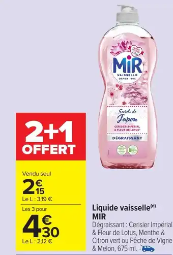 Carrefour Market MIR Liquide vaisselle offre
