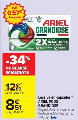 Carrefour Market ARIEL PODS GRANDIOSE Lessive en capsules offre