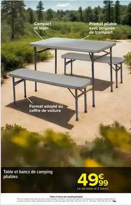 Carrefour Market Table et bancs de camping pliables offre