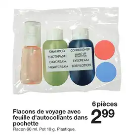 Zeeman Flacons de voyage avec feuille d'autocollants dans pochette offre