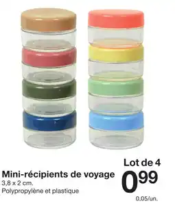Zeeman Mini-récipients de voyage 3.8 x 2 cm offre