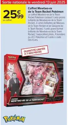 Carrefour Metro - coffret mewwto-ex- de la team rocket pokemon offre