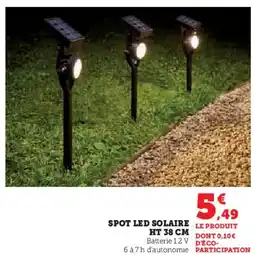 Hyper U Spot led solaire ht 38 cm offre