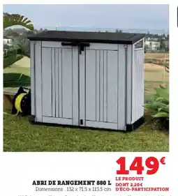 Hyper U Abri de rangement offre