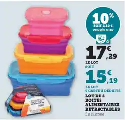 Hyper U Lot de 4 boites alimentaires retractables offre