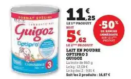 Hyper U Lait en poudre Optipro 3 Guigoz offre