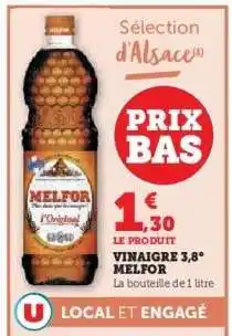 Hyper U VINAIGRE 3,8° MELFOR offre
