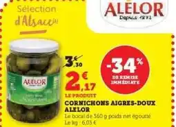 Hyper U CORNICHONS AIGRES-DOUX ALELOR offre
