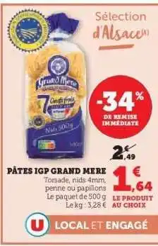 Hyper U PÂTES IGP GRAND MERE offre