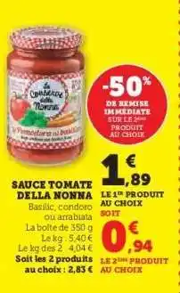 Hyper U SAUCE TOMATE DELLA NONNA offre