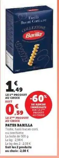 Hyper U PÂTES BARILLA offre