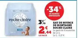Hyper U EAU DE SOURCE DE MONTAGNE ROCHE CLAIRE offre