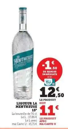 Hyper U LIQUEUR LA MENTHEUSE offre