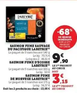 Hyper U SAUMON FUME SAUVAGE DU PACIFIQUE LABEYRIE offre