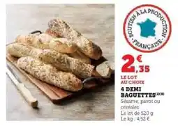 Hyper U 4 demi-baguettes offre