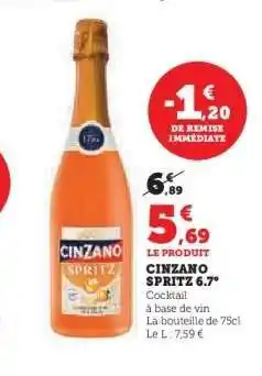 Hyper U CINZANO SPRITZ 6.7° offre