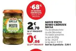 Hyper U SAUCE PESTO ROSSO CRÉMEUX SACLA offre