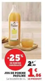 Hyper U Jus de Pomme 'Pauline' offre