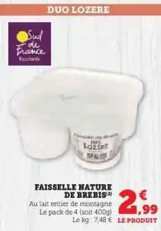 Hyper U FAISSELLE NATURE DE BREBIS offre