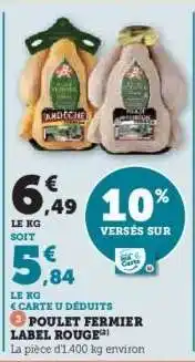 Super U Poulet FERMIER Label Rouge offre
